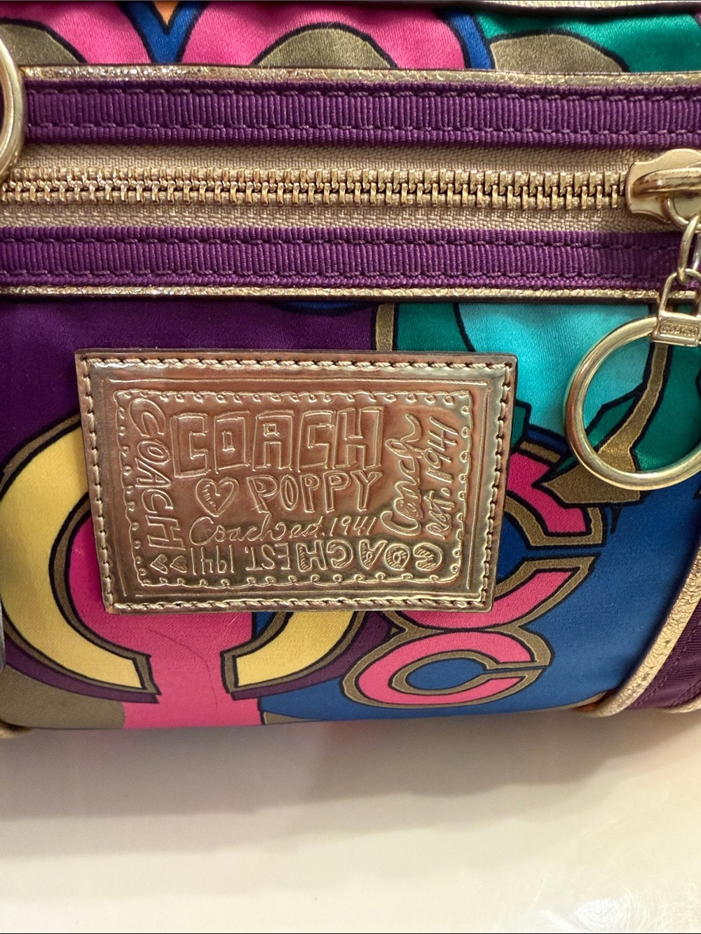 Coach Poppy Signature Glam Pop Art Tote Bag - Picture 2 of 11